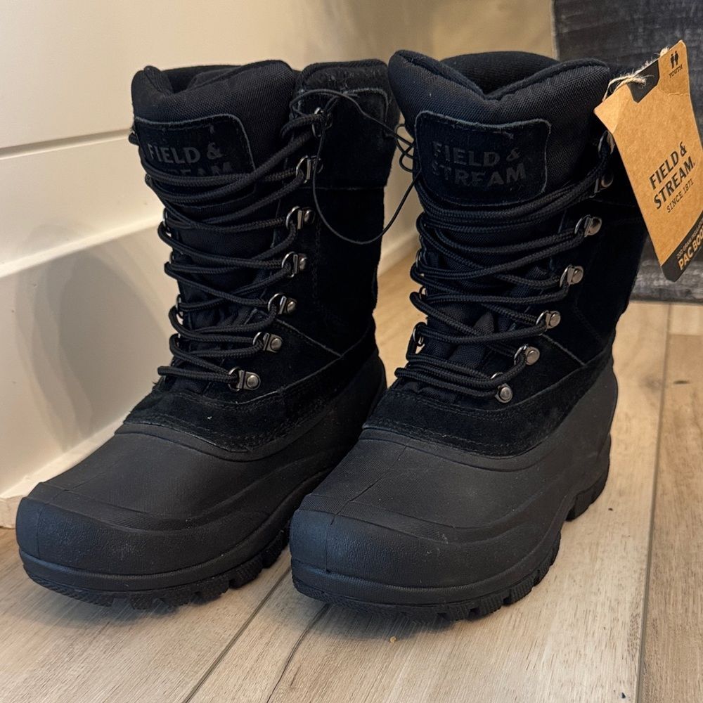Field & Stream PAC Boot Winter Insulated Water Resistant Kid Boy Size 4 Black - Picture 2 of 10
